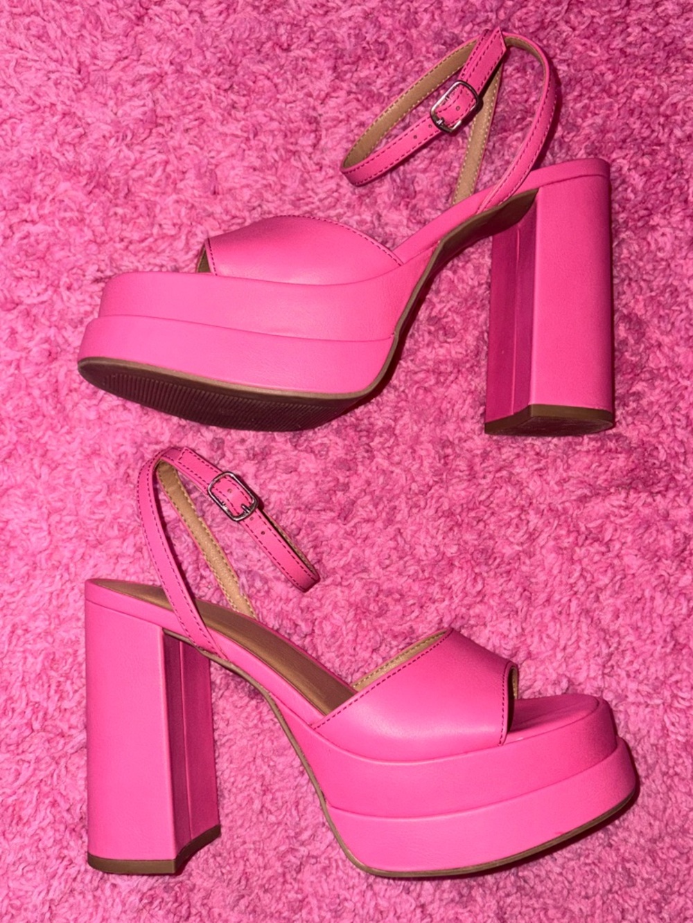 wild fable Hot Pink Platform Block Heel Sandals